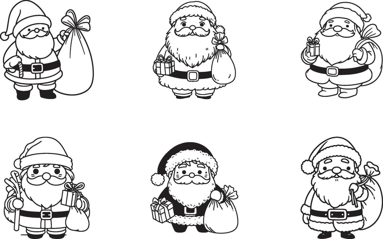Set of Snowman Icons in Line Art - Winter Design. vector