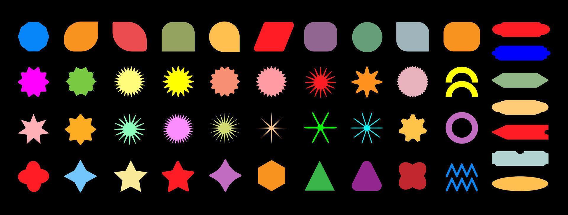 Abstract geometric shapes and icons. Swiss design aesthetic. Trendy retro 90s cartoon style. vector