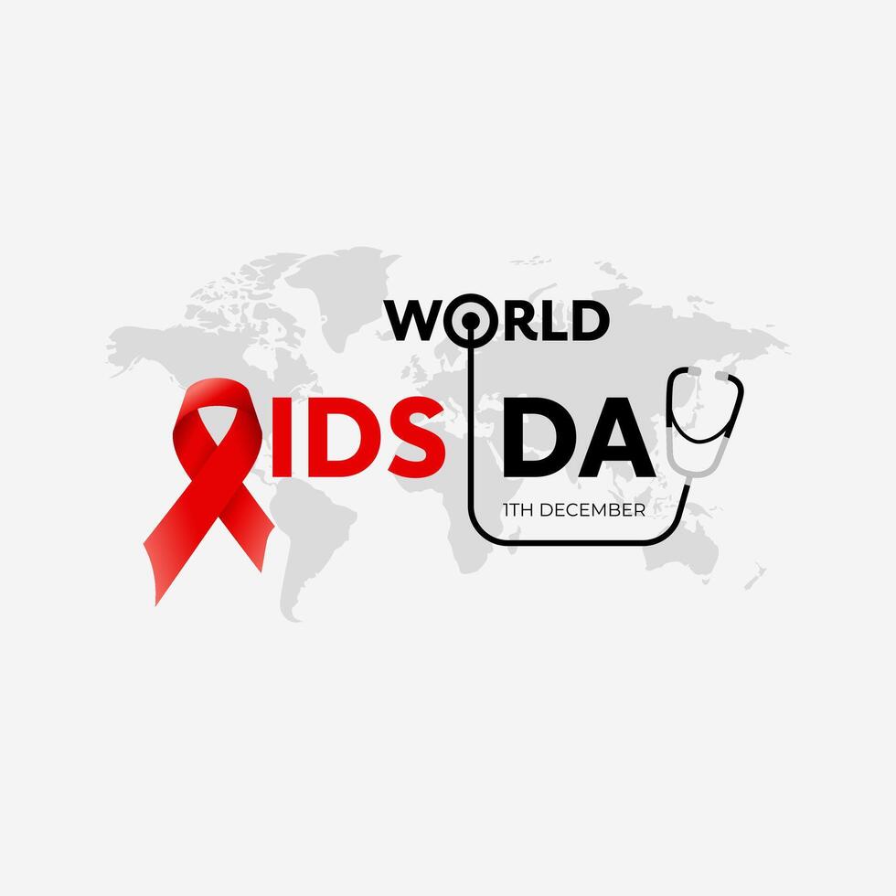 World AIDS Day, Illustration Of World Aids Day With Aids Awareness Ribbon. December 1st, STOP AIDS vector