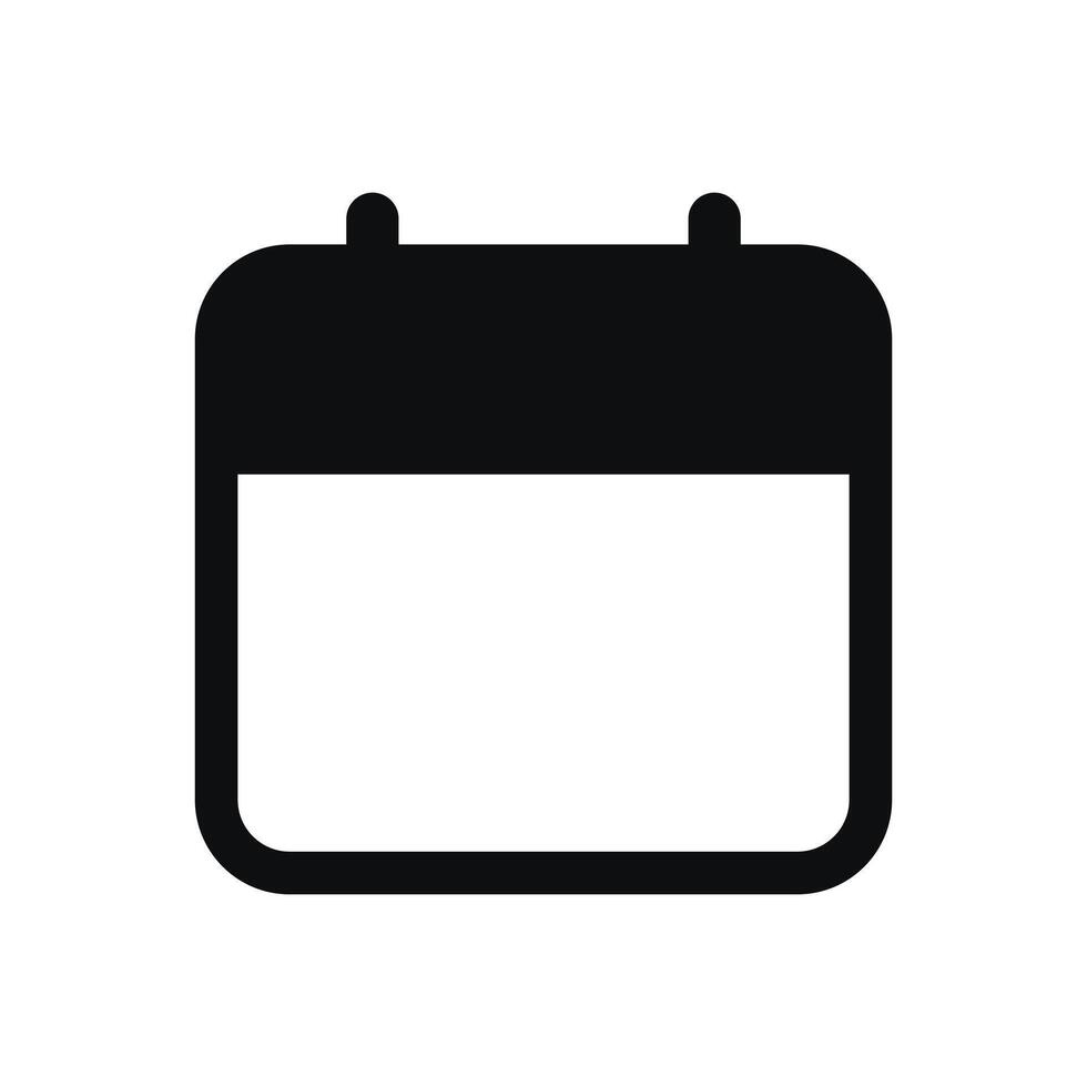 A black and white calendar icon on a white background vector