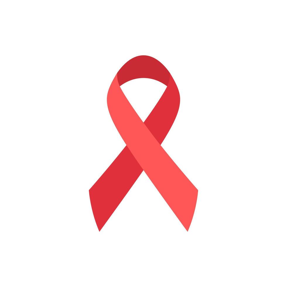 Red silky ribbon for aids awareness month. illustration. vector