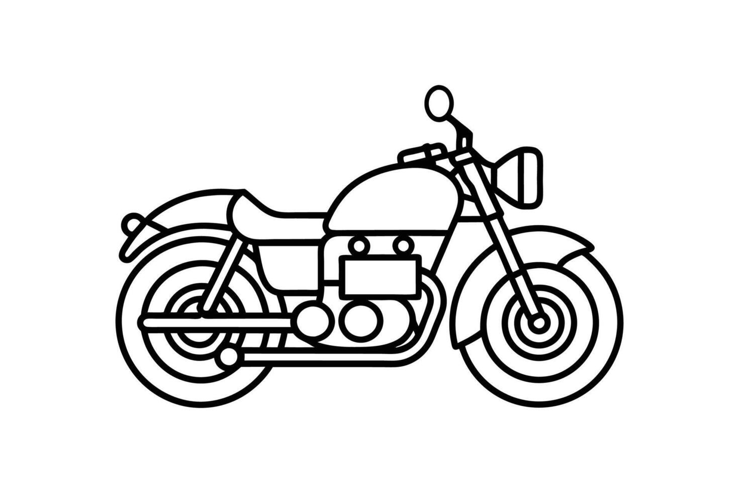Retro Motorcycle Line Art Illustration vector