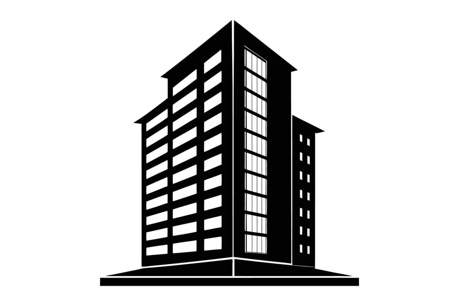 Modern High rise Building Silhouette Design vector