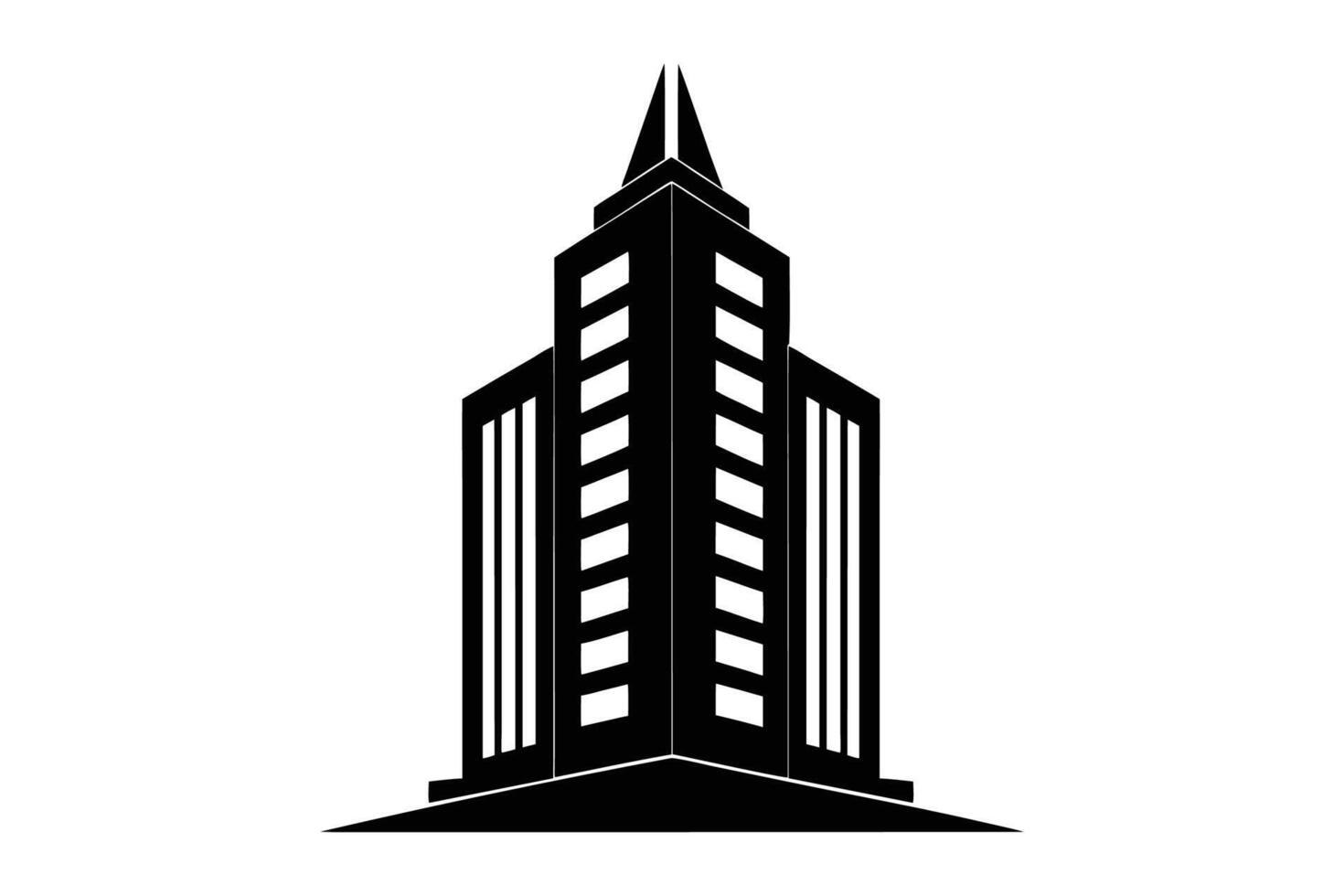 Modern tall High rise Building Silhouette Illustration art vector