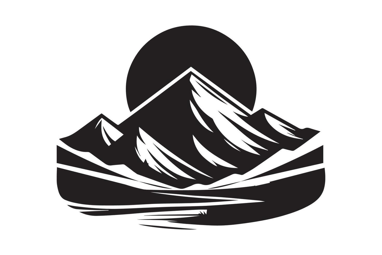 Mountain with moon silhouette Illustration vector