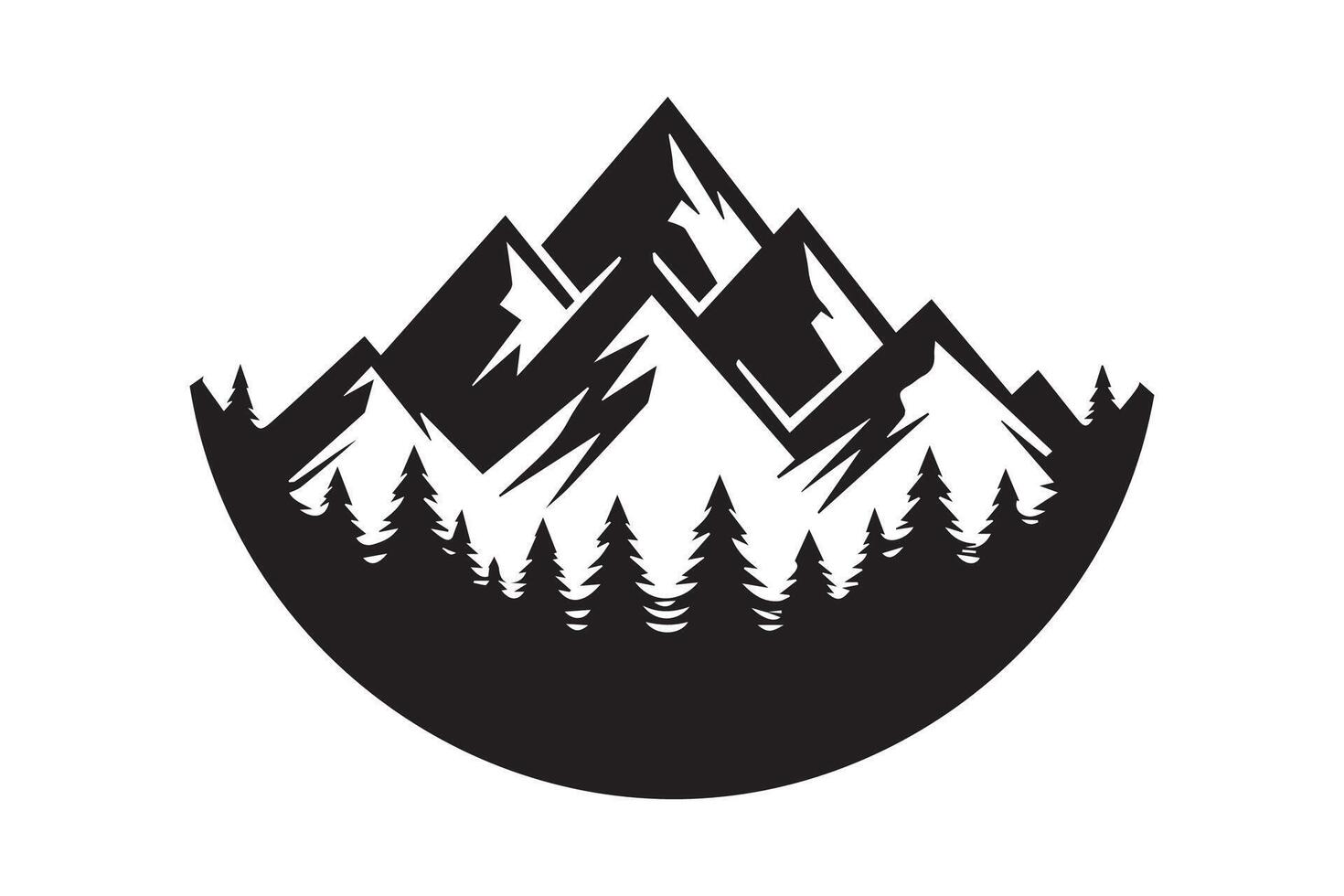 Mountain Hill with tree silhouette Illustration vector