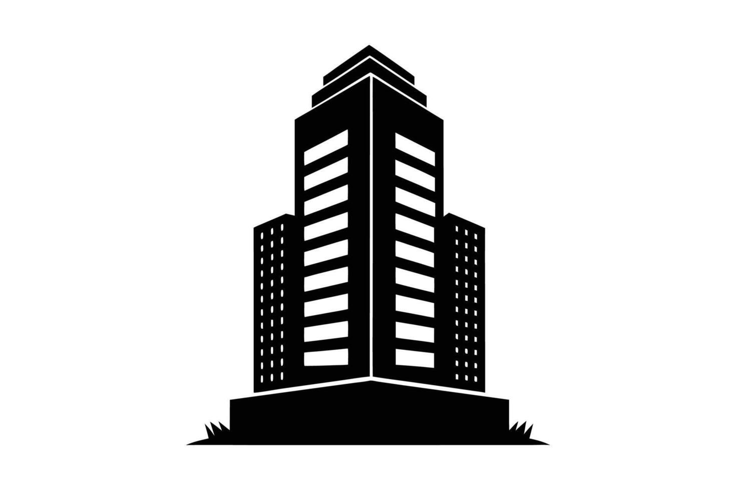 Beautiful High rise Building Silhouette Illustration art vector