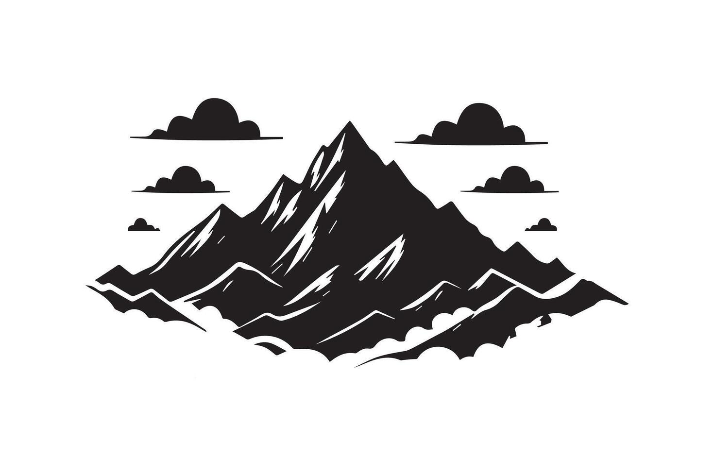 Mountain Hill with cloud silhouette Illustration vector