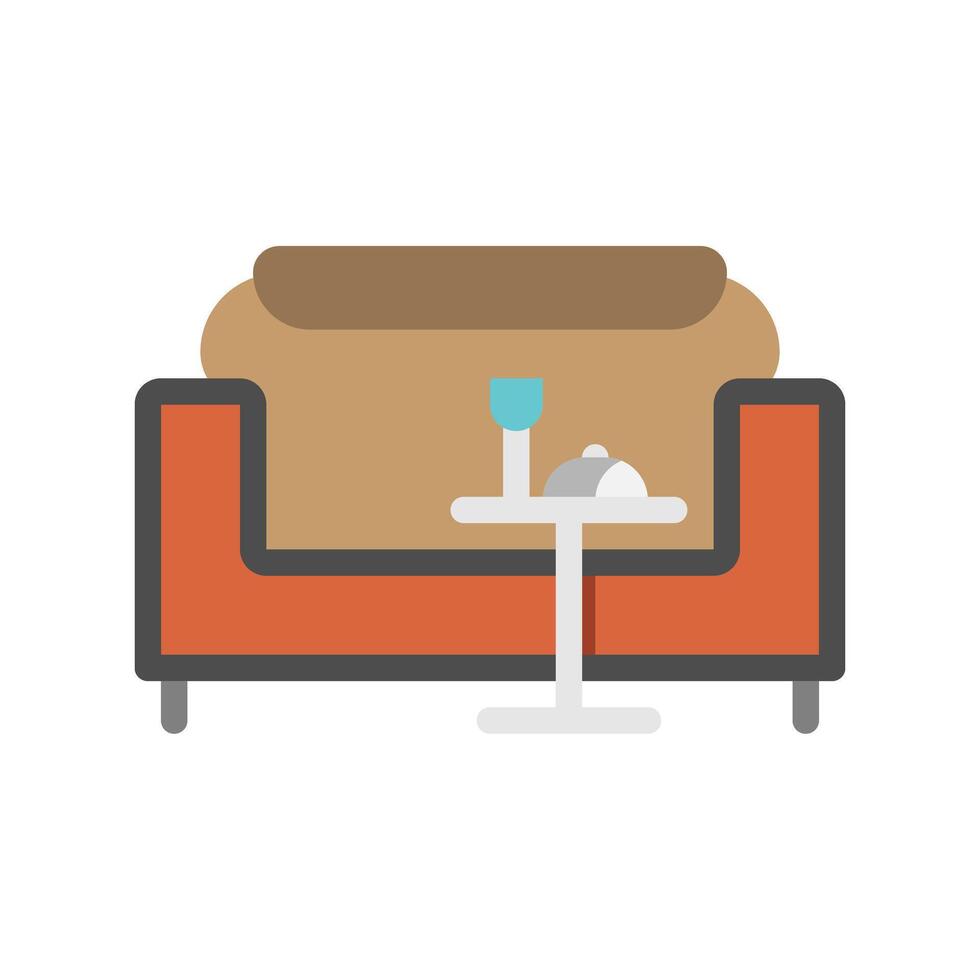 a couch and table with a glass of wine vector
