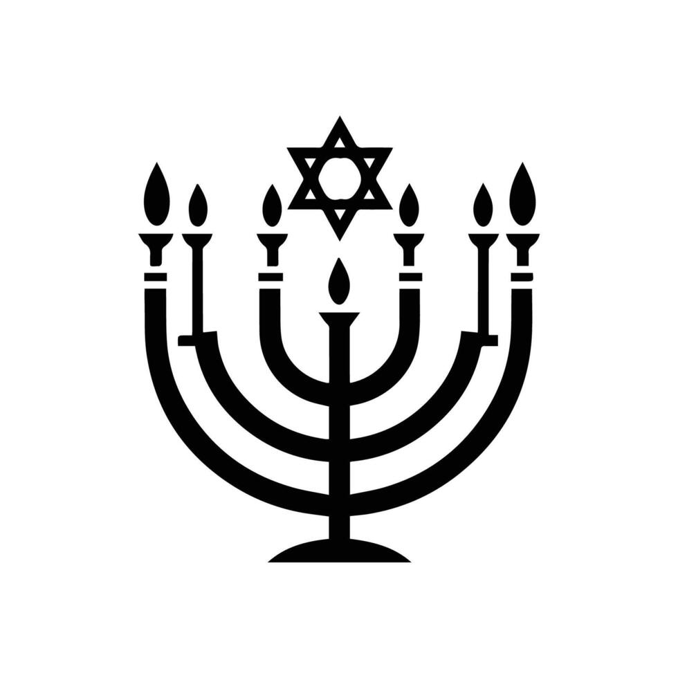 Simple Hanukkah candlelight silhouette icon. vector