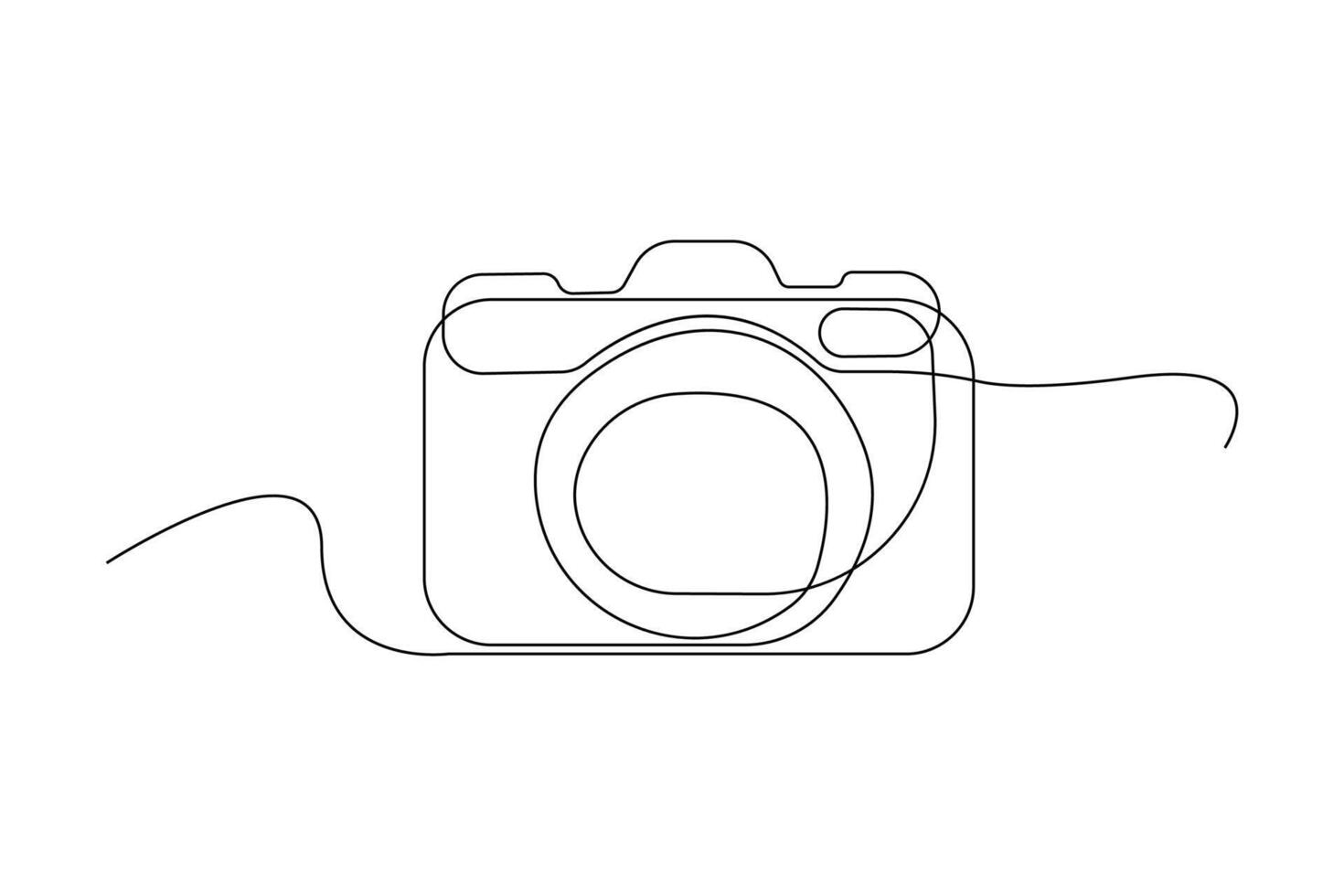 Simple hand-drawn minimalist camera one-line art drawing. Camera continuous outline . vector