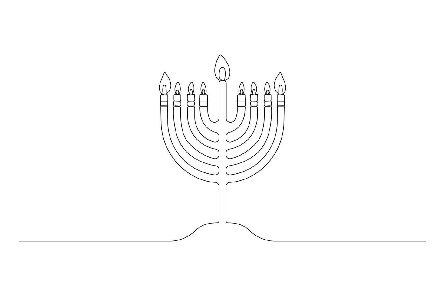 Simple hand-drawn continuous line art drawing of Hanukkah menorah. vector