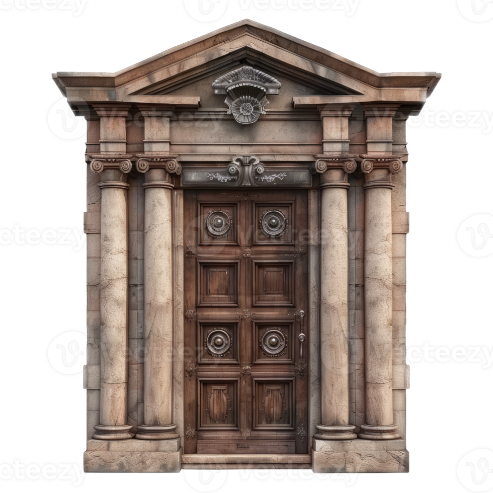 An old wooden door with a decorative design png