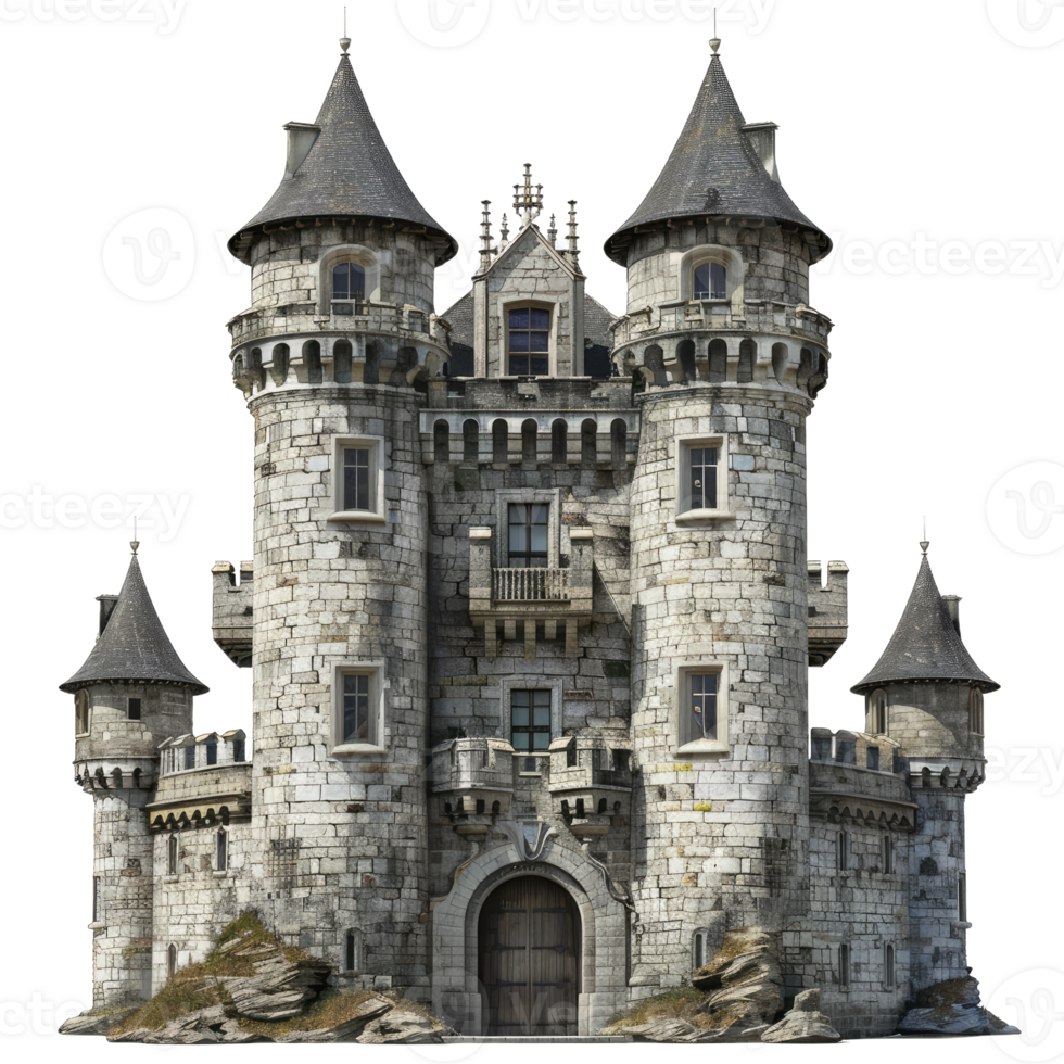 A castle with a tower and a door png
