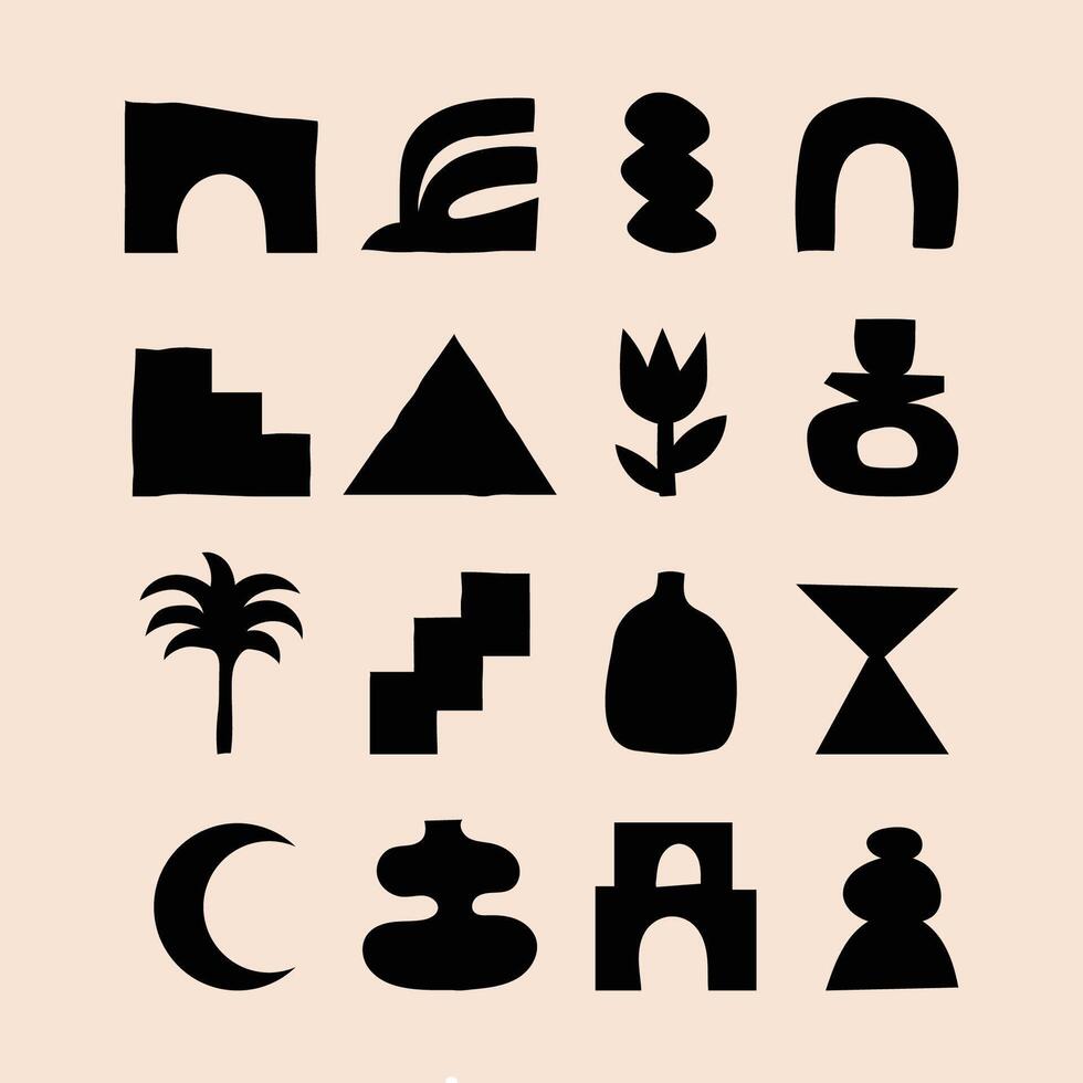 set of hand-drawn geometric shapes. Organic shapes, liquid form vector