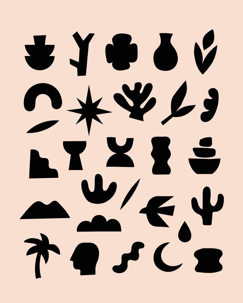 set of hand-drawn geometric shapes. Organic shapes, liquid form vector