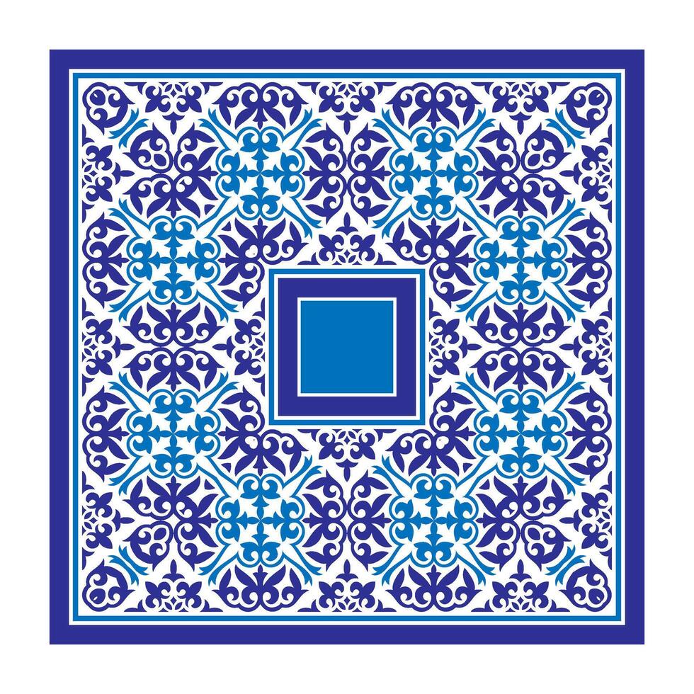 Geometric Moroccan Seamless Pattern Arabesque blue with light blue. Moroccan azulejo pattern, majolica tile, Damask,Talavera. Portuguese azulejo tile pattern ornament, Mediterranean ceramic, wrapping vector
