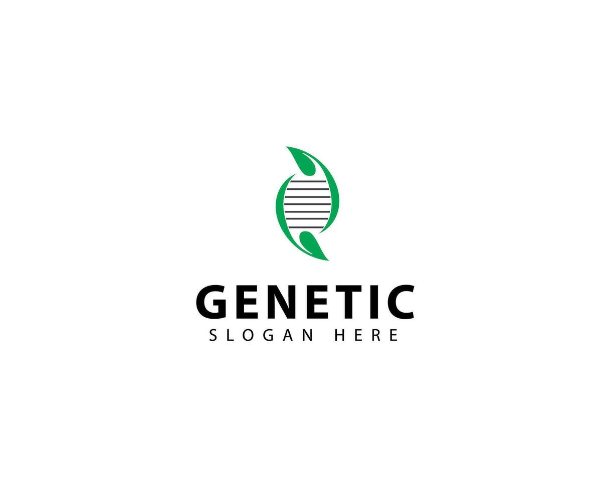 Genetic logo with leaf concept for science, biotechnology vector