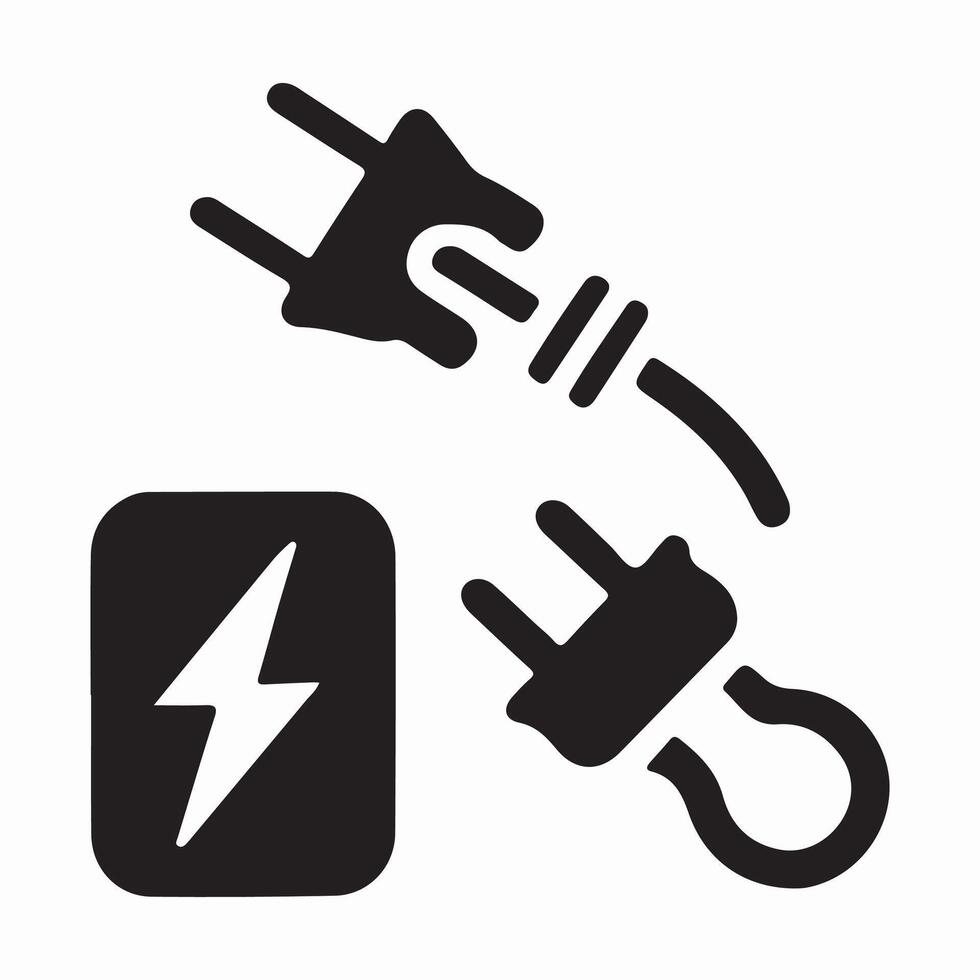 Flat Style Electric Plug Icon Power Adapter Illustration on White Background vector