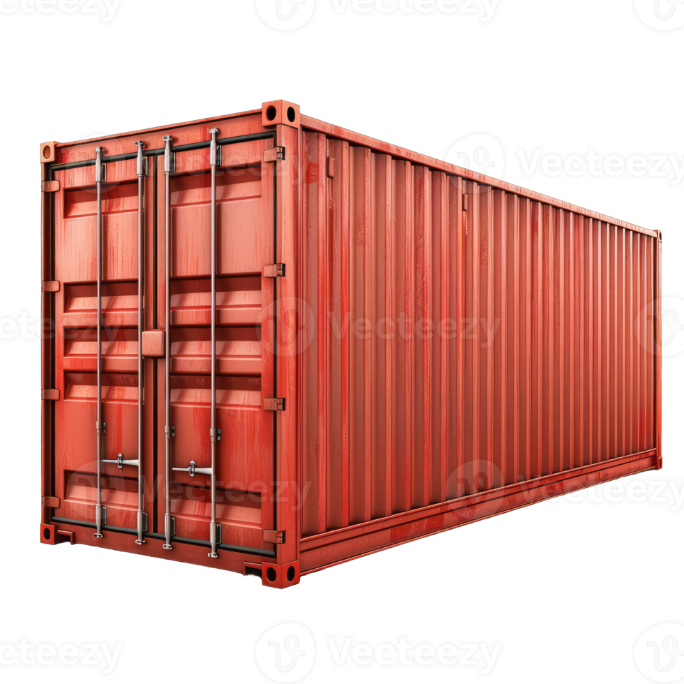 Isolated red shipping container for transportation, storage, and logistics. Ideal for supply chain and freight industry concepts. png