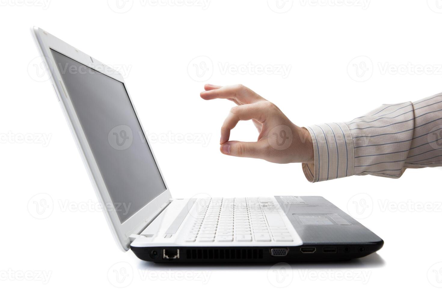man's hand showing OK sign photo