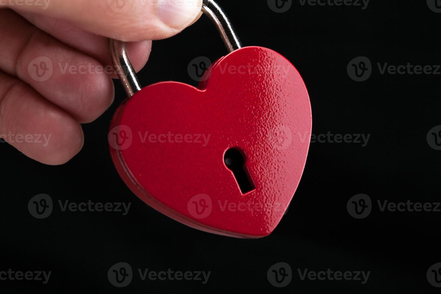 red padlock in the form of a heart photo