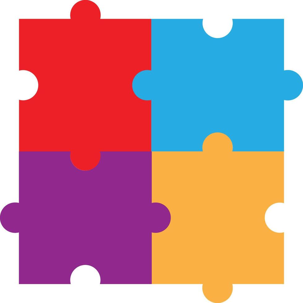 Colorful puzzle icon in different colors . Puzzle pieces icon . illustration vector