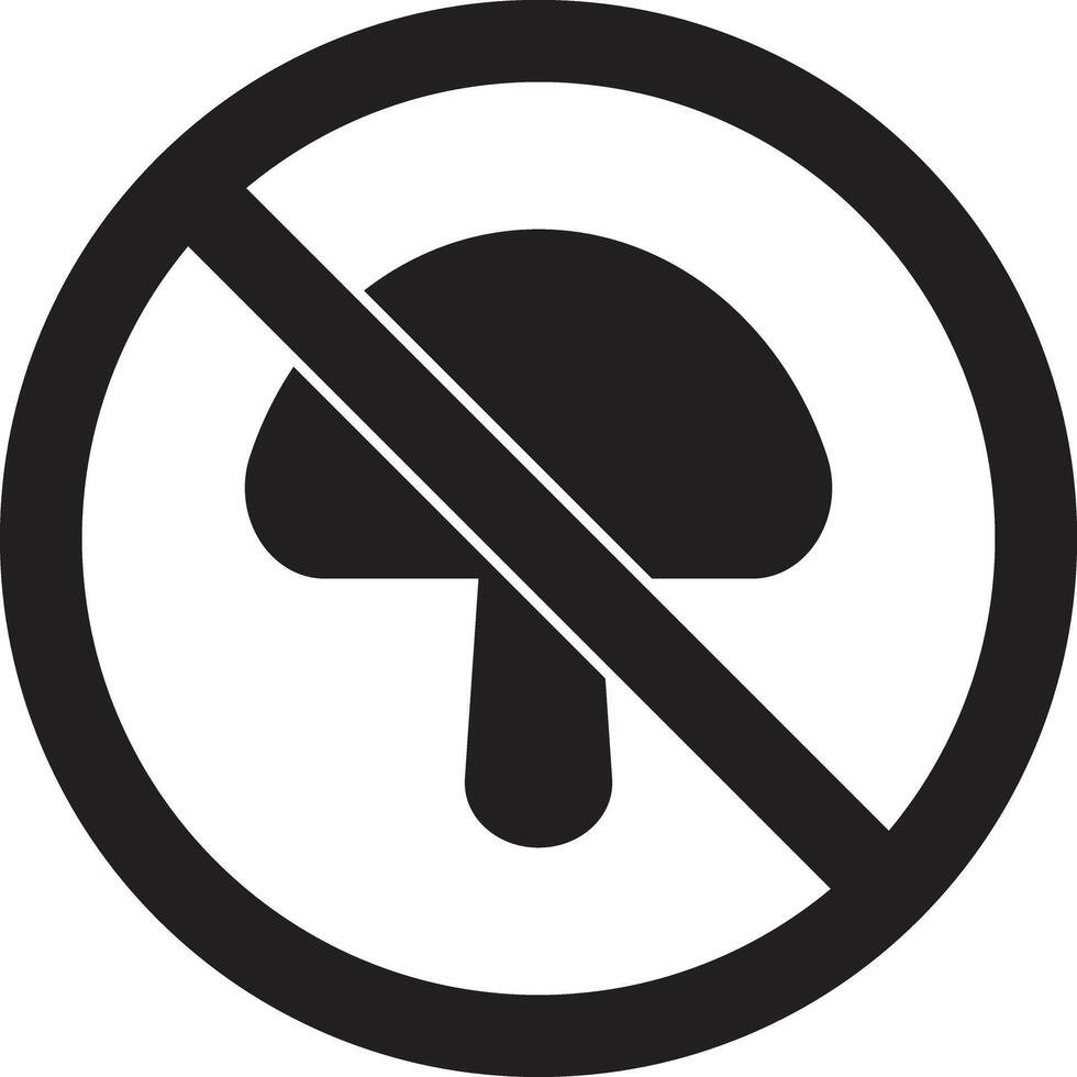 No mushroom sign isolated on white background . Mushroom not allowed sign . illustration vector