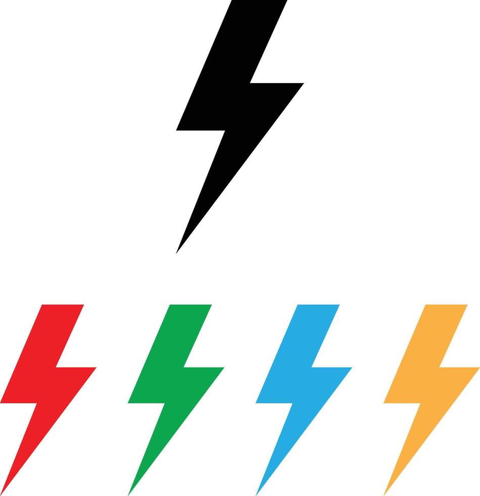 Colorful lightning icon set in different colors . Lightning bolt icon . Electricity icon . illustration vector