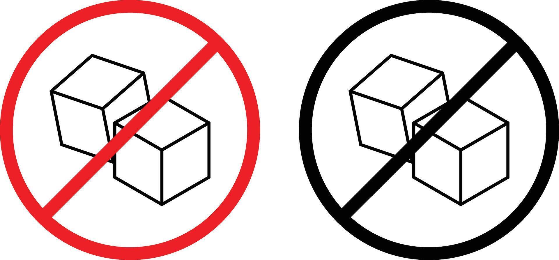 No sugar icon set in black and red colors . No added sugar sign . Sugar free icon vector
