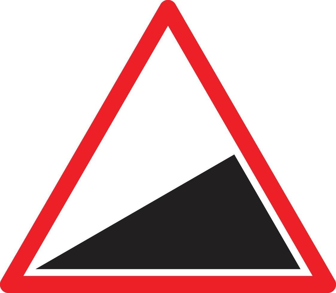 Steep climb traffic sign isolated on white background . Steep incline road ahead icon vector