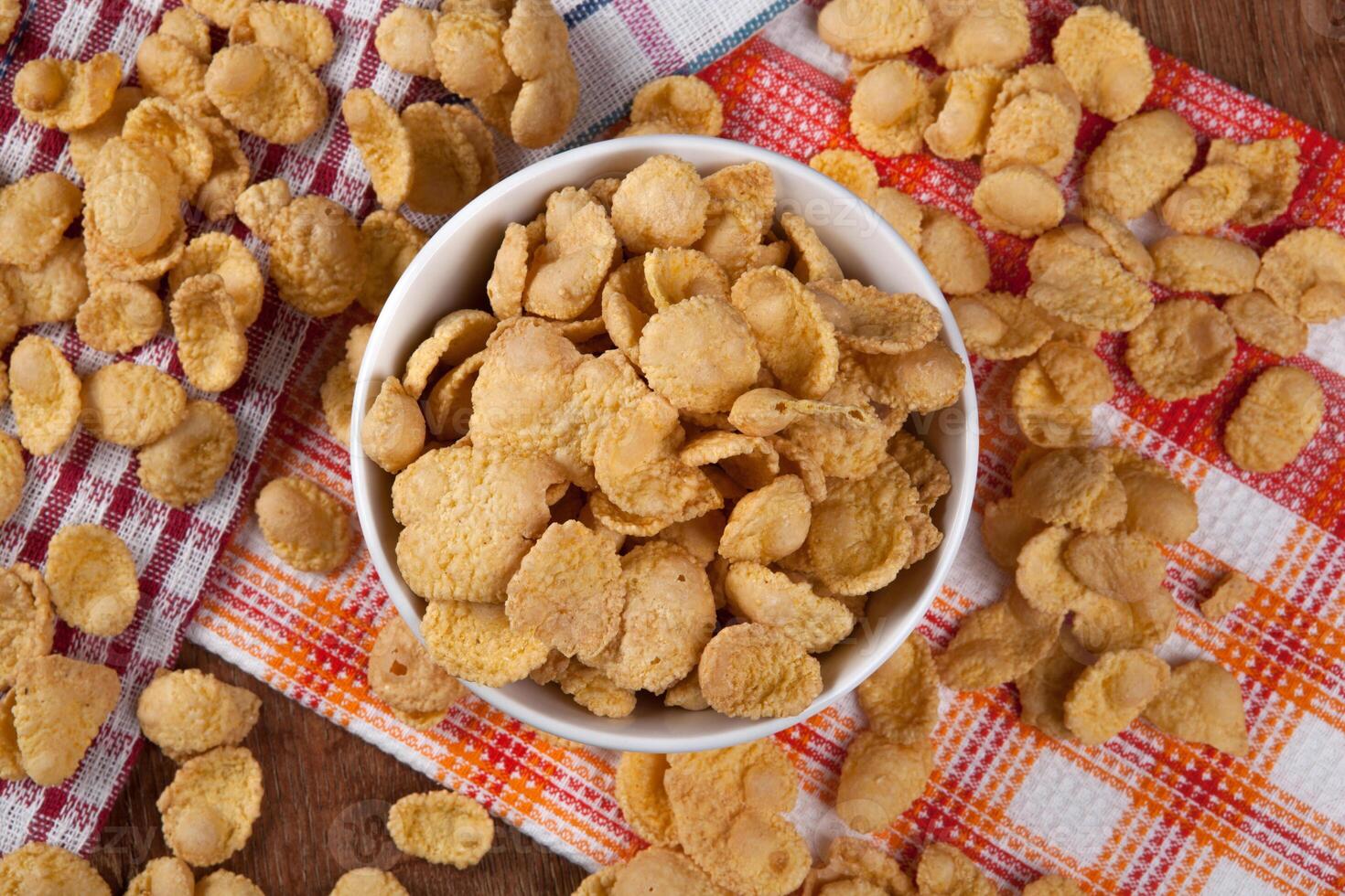 Pile of cornflakes and napkin photo