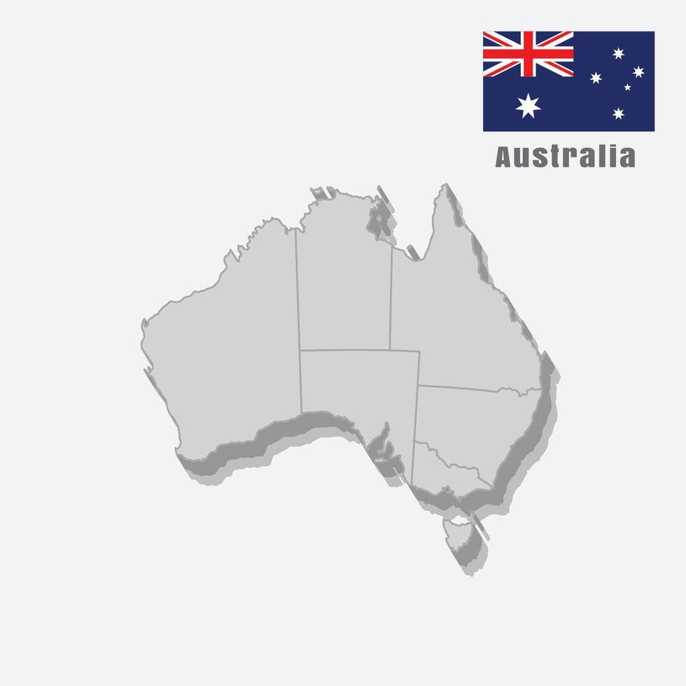 Australia 3D map, isolated on a white background vector