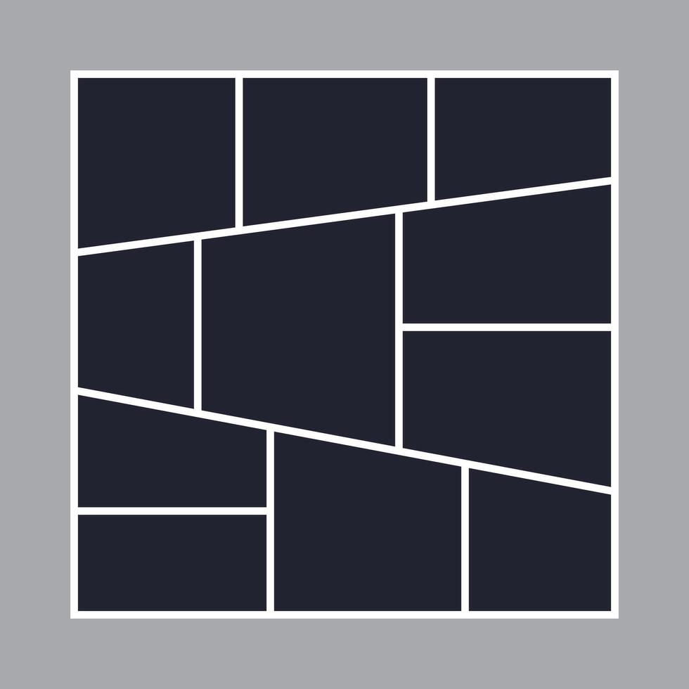 Collage grid effect photo frame template vector