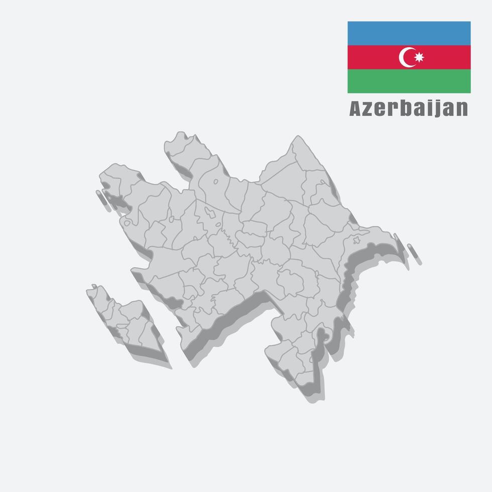 Azerbaijan 3D map, isolated on a white background vector