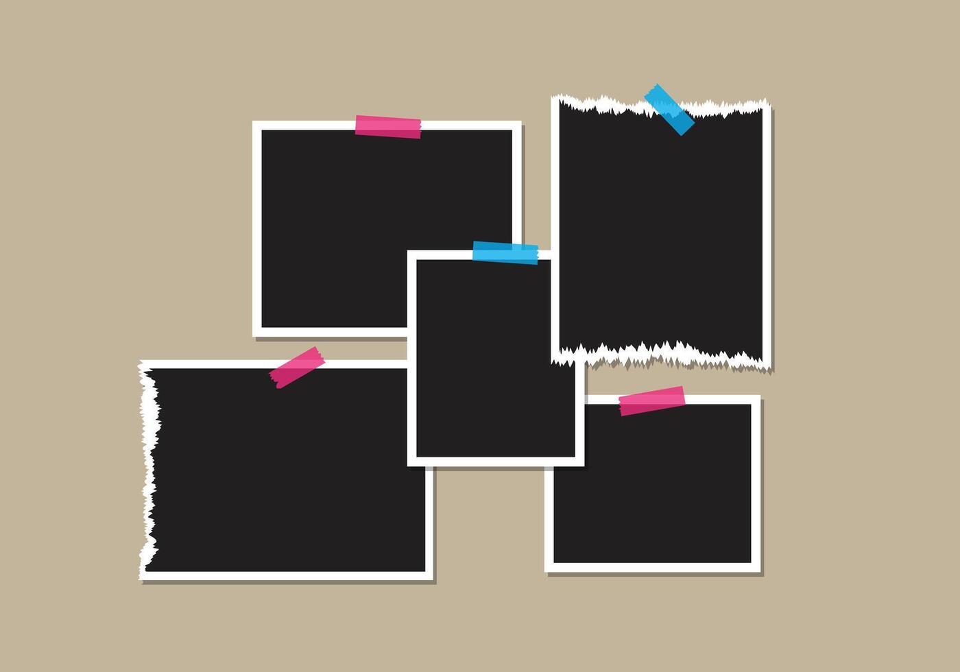 Collage frames realistic photo templates with shadows vector