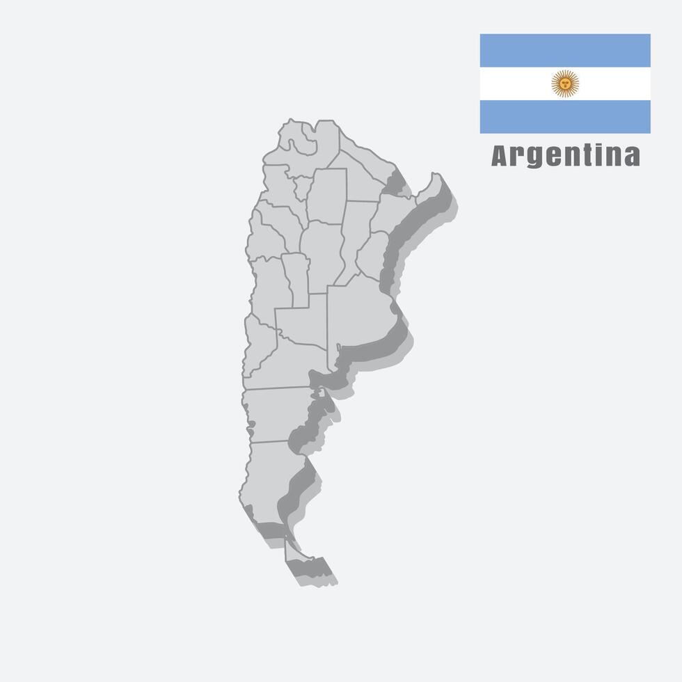Argentina 3D map, isolated on a white background vector