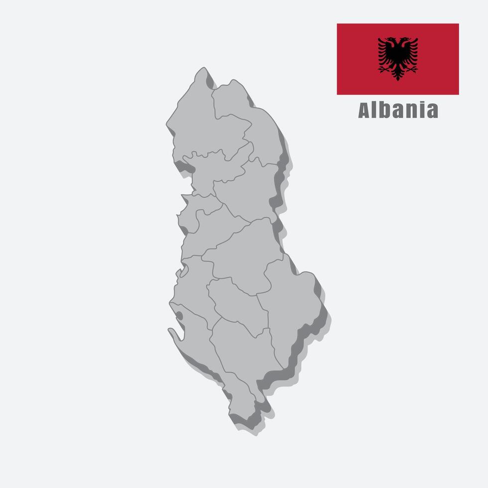 3D map of Albania isolated on white background vector