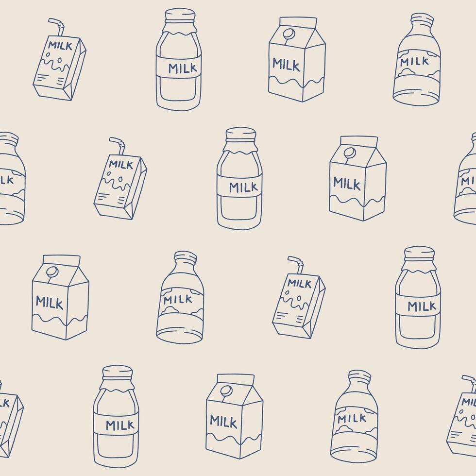 Outline Collection of Milk Seamless Pattern illustration for Print, Wallpaper, Decoration. vector