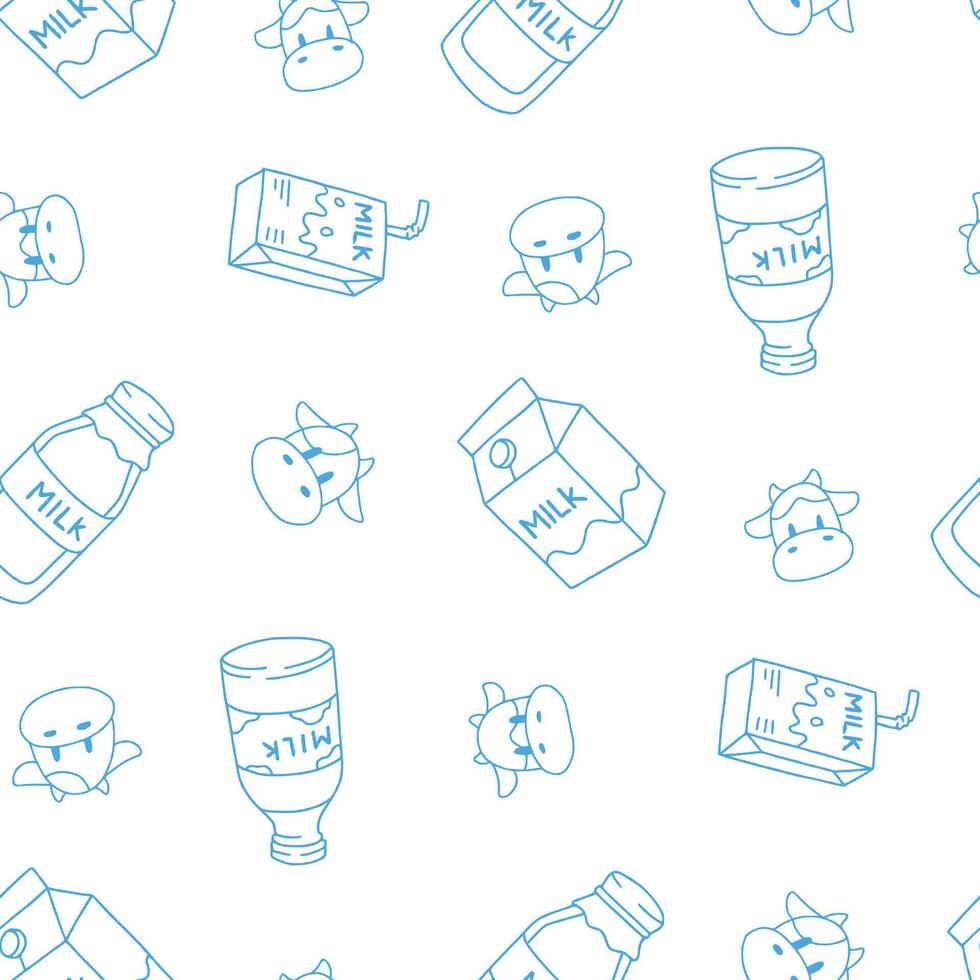Outline Milk Cow Packaging Seamless Pattern illustration for Print, Wallpaper, Decoration. vector