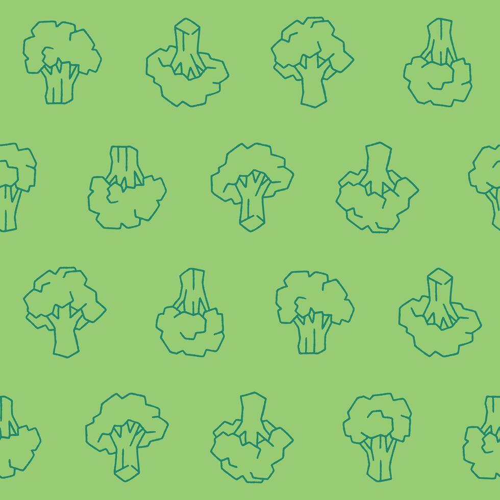 Outline Collection of Broccoli Seamless Pattern illustration for Print, Wallpaper, Decoration. vector