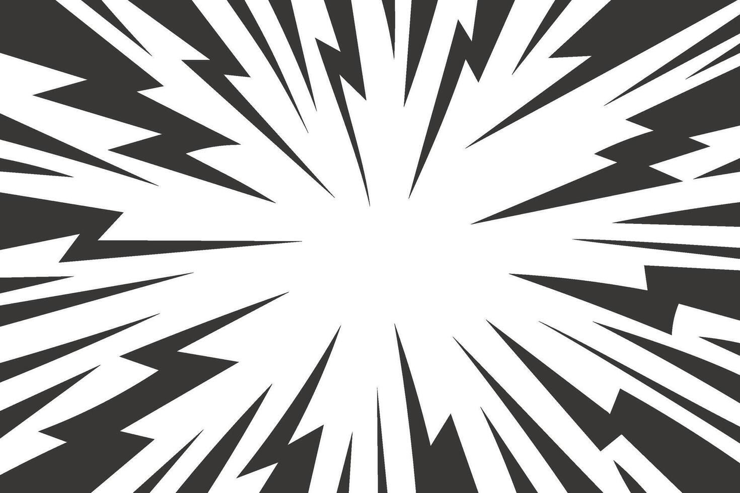 Cartoon comic background with lightning burst effect. Manga graphic with flash and abstract thunder. Energy explosion frame with electric light. Radial perspective monochrome beams vector