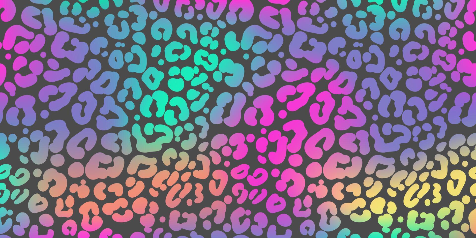 Neon leopard pattern. Rainbow-colored spotted background. Animal print. Wallpaper vector