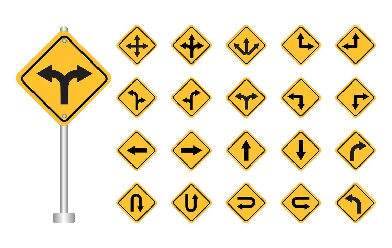 Arrow direction road sign board set vector