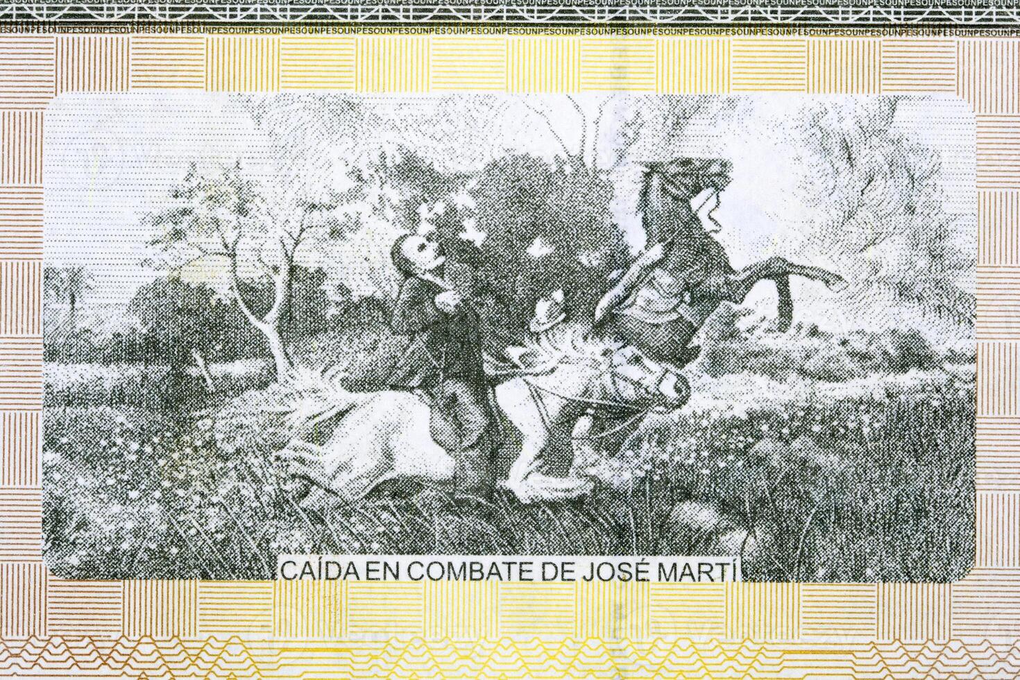 Death of Jose Marti in combat atop a horse at the Battle of Dos Rios photo