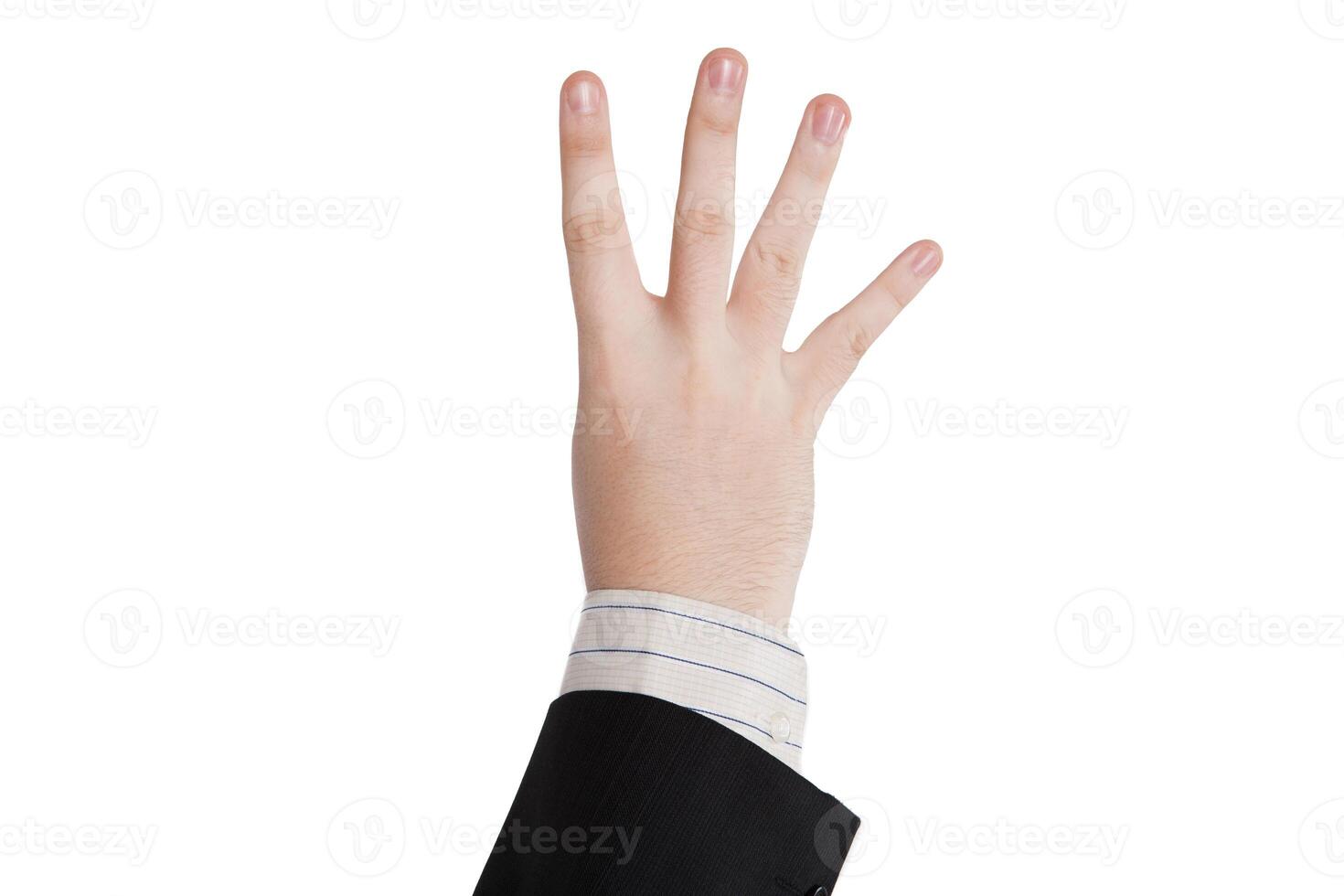 male hand showing four fingers photo