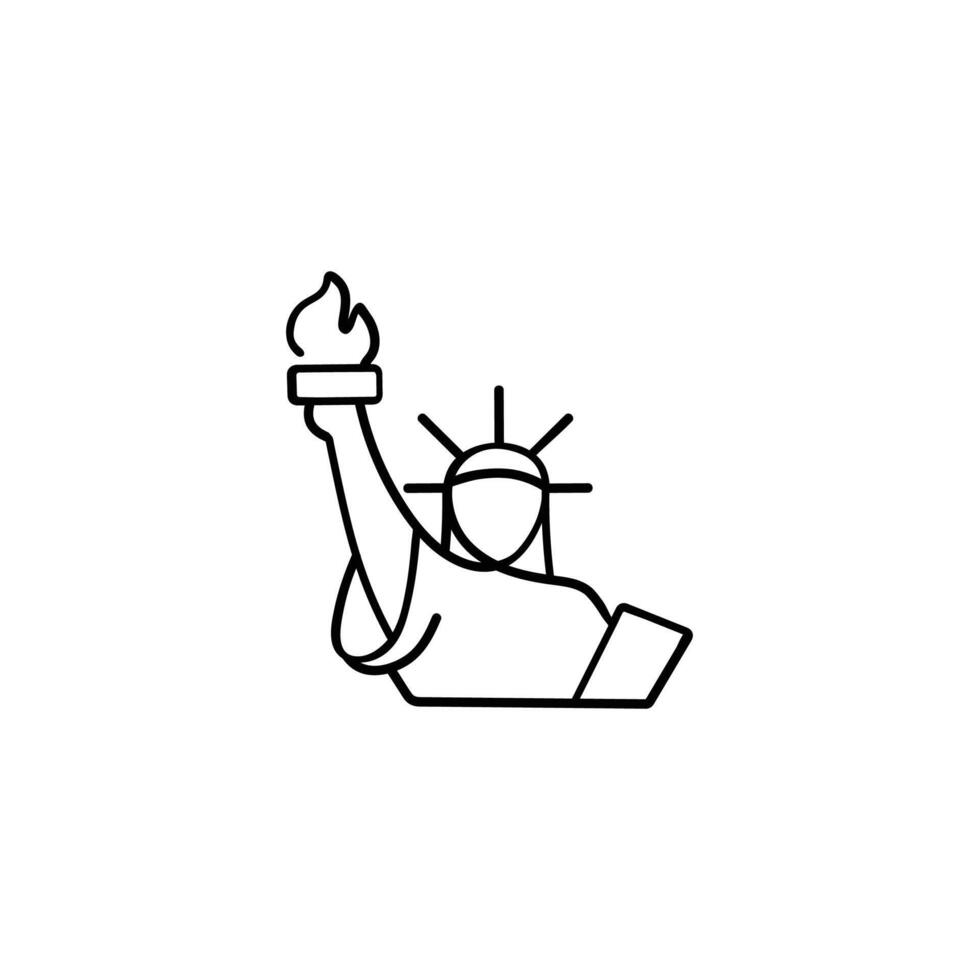 Statue of Liberty Line Style Icon Design vector