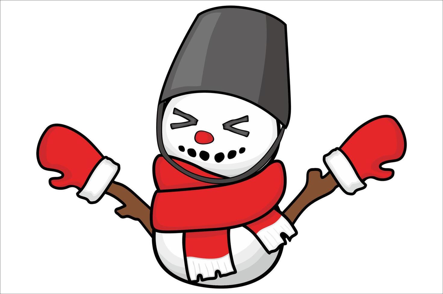 Adorable Cheerful Christmas Snowman vector