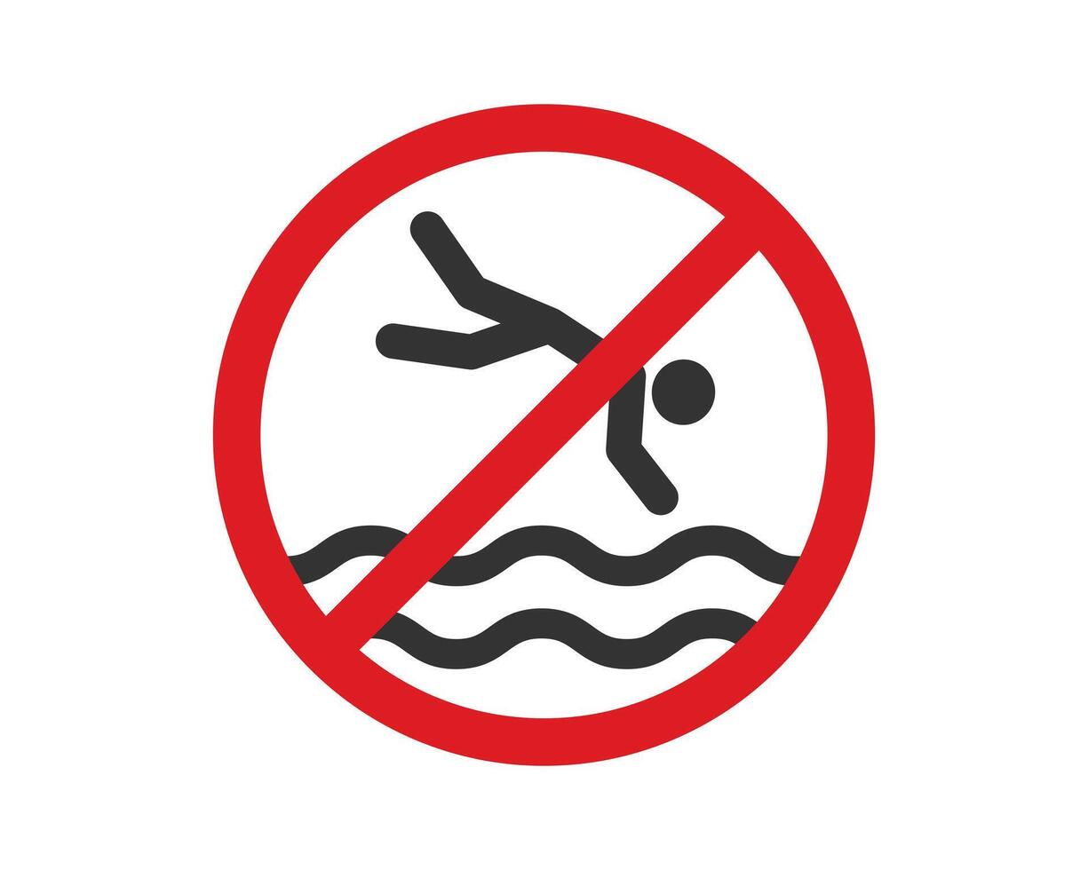No Jumping to the water icon symbol. Do not dive sign. No diving logo illustration image. vector