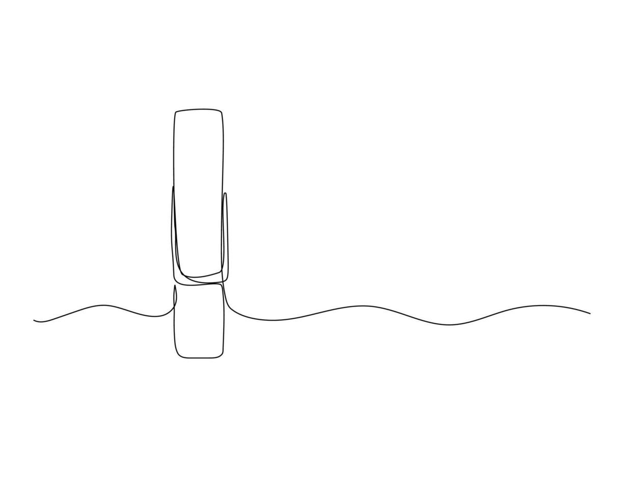 Clothesline with pin and peg one continuous line illustration. vector